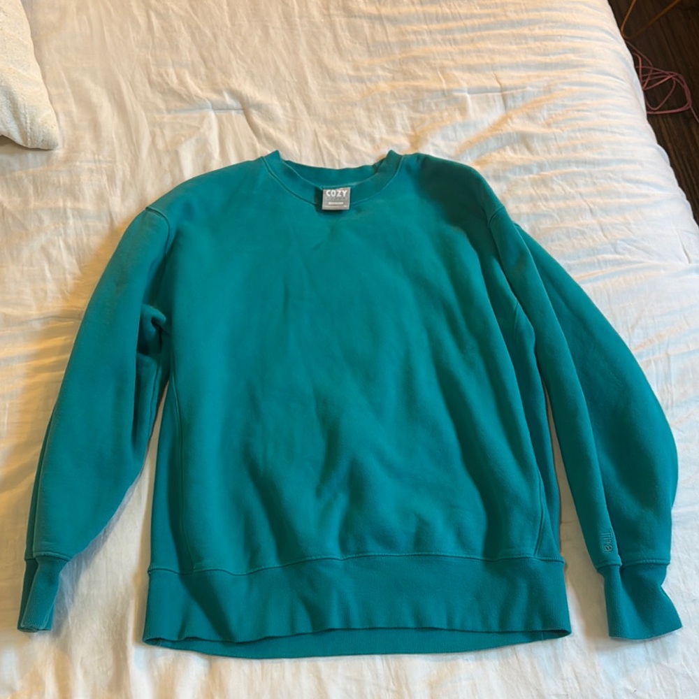 Aritzia Cozy Fleece Sweatshirt in Teal